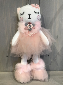 Pluche decoratie kat roze 30 cm