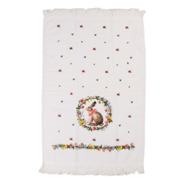 Gastendoekje haas en roosjes roze 40*66