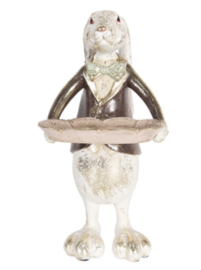 Decoratie jongen konijn met schaal 30cm