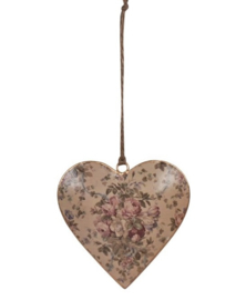 Hangend metalen hart rozen 10 cm