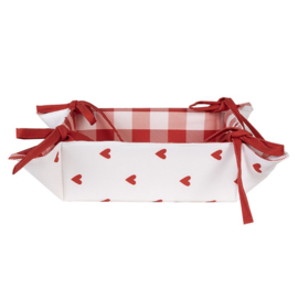 Broodmandje Love It hartjes rood/wit