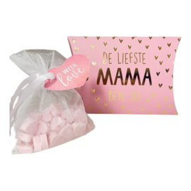 Gondeldoosje gevuld met hartzeepjes in organza zakje