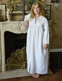 Romantisch nachthemd/kamerjas Claudia wit