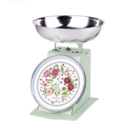 Retro keukenweegschaal Pioen roos groen 3KG
