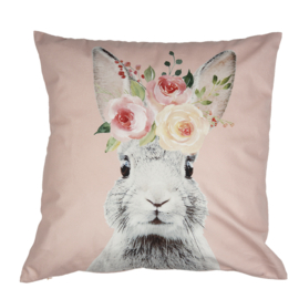 Sierkussenhoes konijn met rozen roze