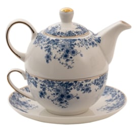 Tea for one blauwe bloemetjes