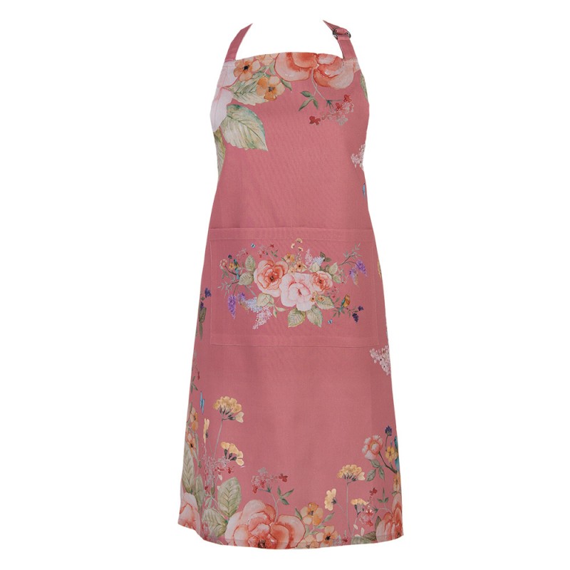 Keukenschort roze met bloemen