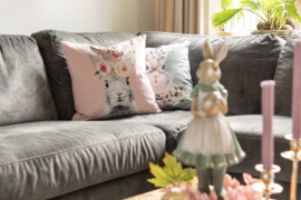 Sierkussenhoes konijn met rozen groen