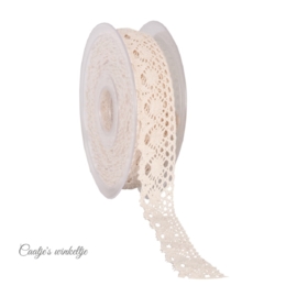 Nostalgisch kanten lint op rol creme 28mm x 10 meter