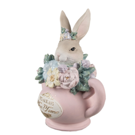 Decoratie konijn in theepotje 12*8*14