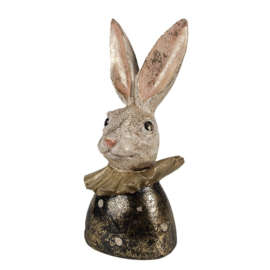 Decoratie konijnen hoofd zwart/goud