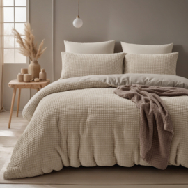 Dekbedovertrek Teddy Check taupe 240*200/220