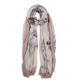 Dames sjaal met bloemenprint roze