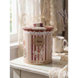 Nostalgisch bewaarblik rood/beige 15*17