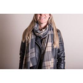 Winter sjaal geruit grijs/beige