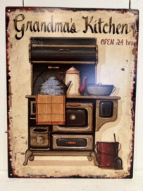 Tekstbord / wandplaat Grandma’s Kitchen 25*33