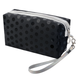 Make-up tas dots zwart 18*10*9