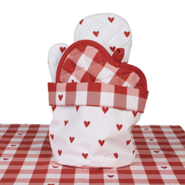 Rond broodmandje Love It hartjes rood/wit