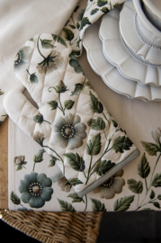 Keukendoek Anemoon beige/groen