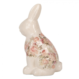 Decoratie konijn met rozen 16*12*28