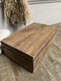 Stoer landelijk houten theedoos 6-vaks