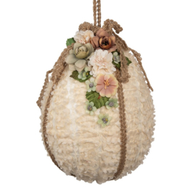 Decoratie paashanger ei textiel beige 20*29