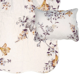 Bedsprei bloemen wit 1 persoons 180*230