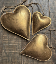 Metalen hart hangend goud (S) 15*3*12