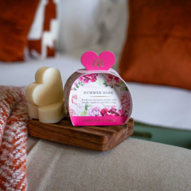 Tasje met 3 hartzeepjes Summer Rose