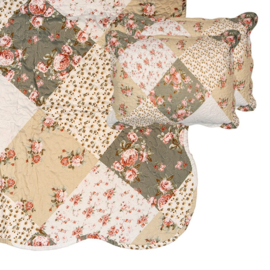 Bedsprei roosjes groen/beige 2 persoons 230*250