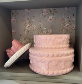 Voorraadpot taart roze keramiek 13*15