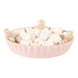 Decoratie schaal gingerbread man roze 23*7