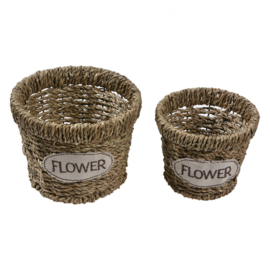 Manden set van 2 Flower rond 16-13cm