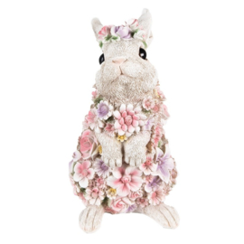 Decoratie konijn met bloemen 16*13*25