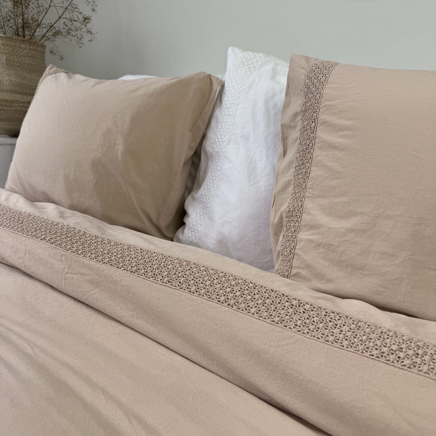 Landelijk dekbedovertrek Maryland zand 240*220