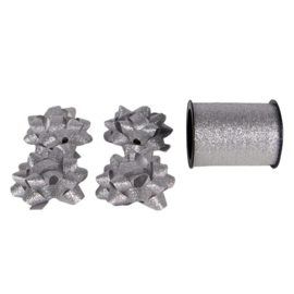 Kado-inpakset met lint en strikken (5) zilverkleur