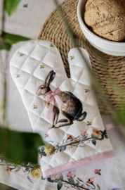 Pannenlap haas en roosjes roze