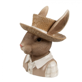 Decoratie meneer konijn met stro hoed 15*15