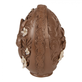 Decoratie ei met bloemetjes bruin 9*13