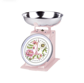 Retro keukenweegschaal Pioen roos roze 3KG