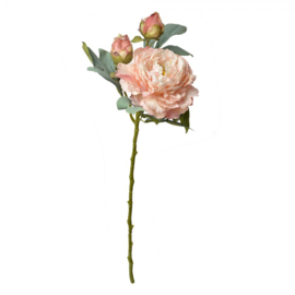 Kunstbloem Pioenroos met 2 zijtakken roze 62cm
