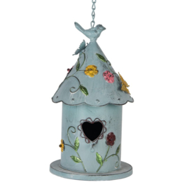 Decoratie vogelhuis bloemen en vlinders 16*19*29