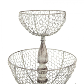 IJzeren etagère / fruitschaal beige 30*44