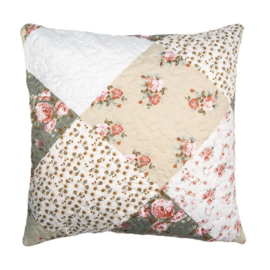 Sierkussenhoes roosjes groen/beige 50*50
