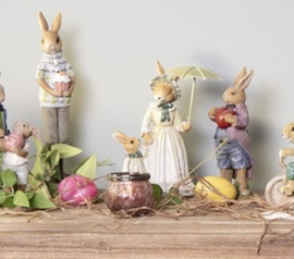 Decoratie moeder konijn met kindje en paraplu