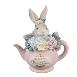 Decoratie konijn in theepotje 12*8*14