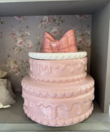 Voorraadpot taart roze keramiek 13*15