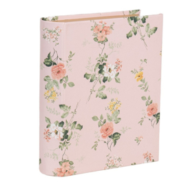 Doos in boekvorm bloemetjes roze 17*14