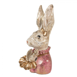 Decoratie konijnen hoofd roze met strikje