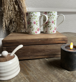 Stoer landelijk houten theedoos 6-vaks